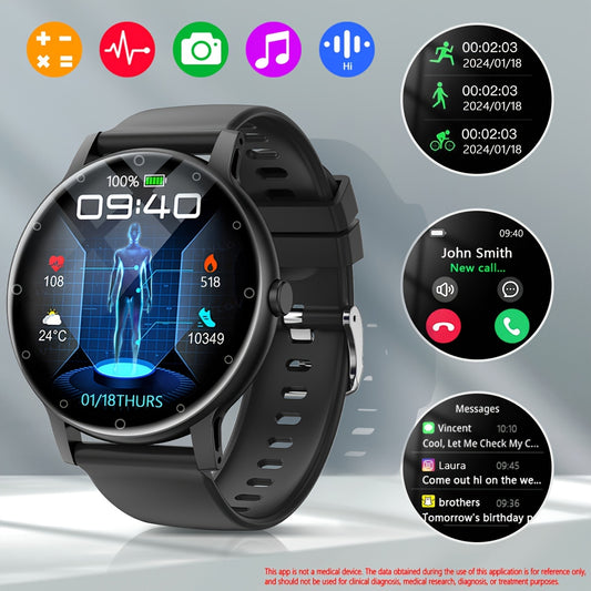 1.39'' Full Touch Screen Smartwatch - Sleep Tracker, Wireless Call, Pedometer, Music Control, 100+ Sport Modes, AI Control, Games, Fitness Tracker for Android/IOS Phones, Perfect for Women and Men, Stylish Fitness Companion