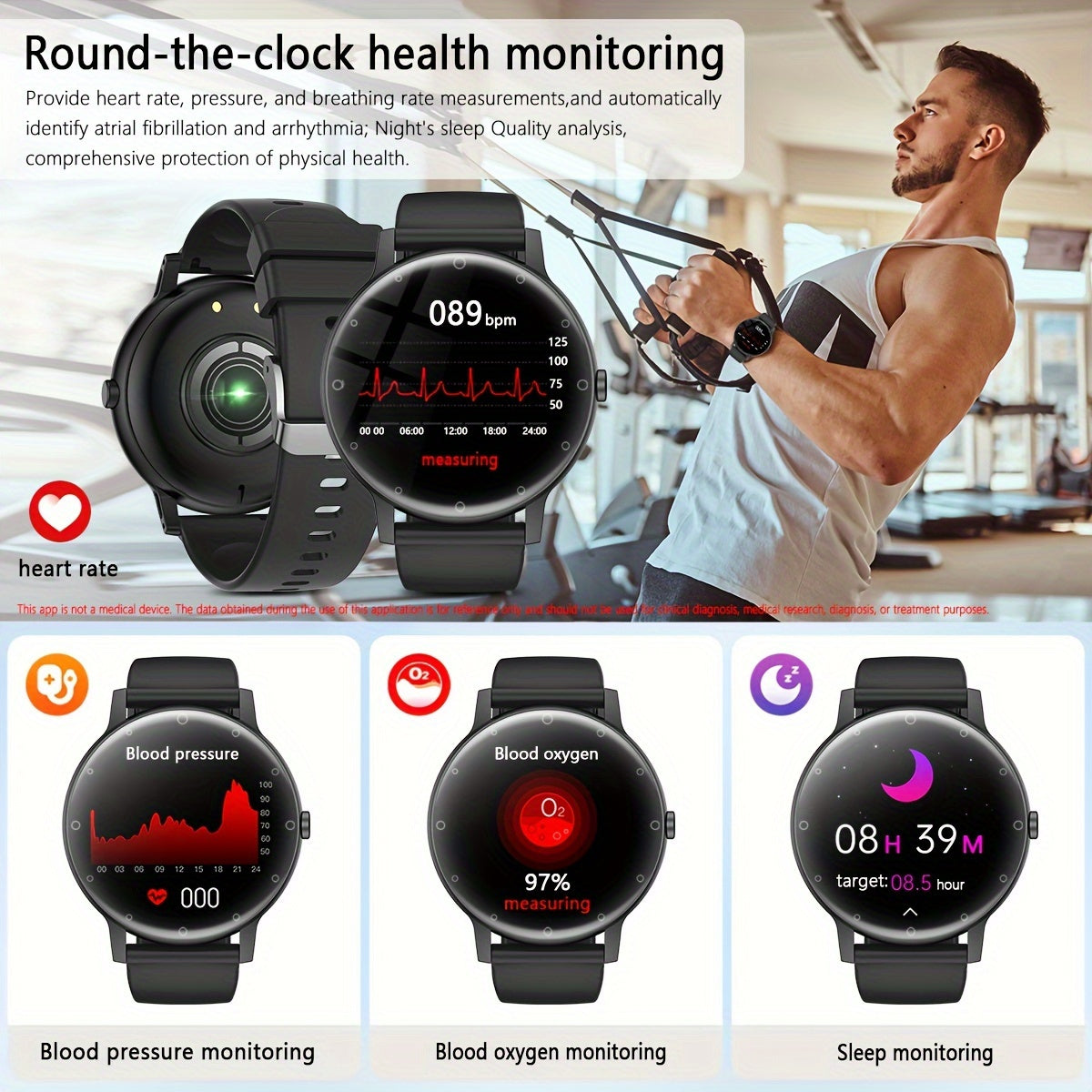 1.39'' Full Touch Screen Smartwatch - Sleep Tracker, Wireless Call, Pedometer, Music Control, 100+ Sport Modes, AI Control, Games, Fitness Tracker for Android/IOS Phones, Perfect for Women and Men, Stylish Fitness Companion