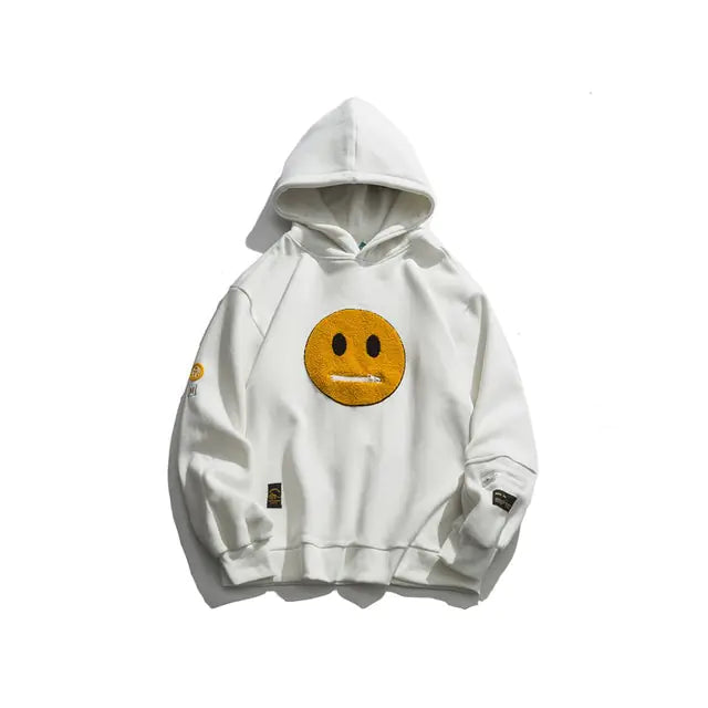 Smile Face Patchwork Hooded Sweatshirts
